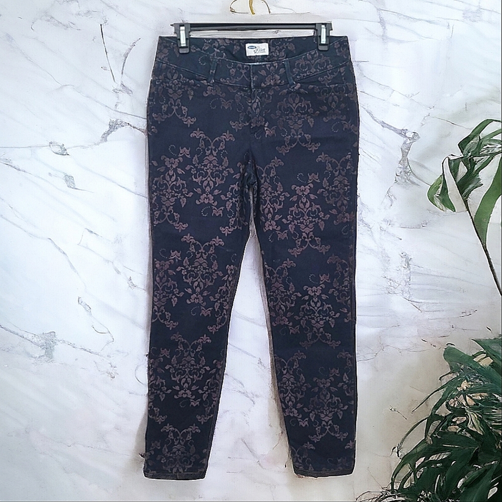 Old Navy The Diva Women's Dark Blue Jacquard Valuor Skinny Leg Pants Size 4 Reg.